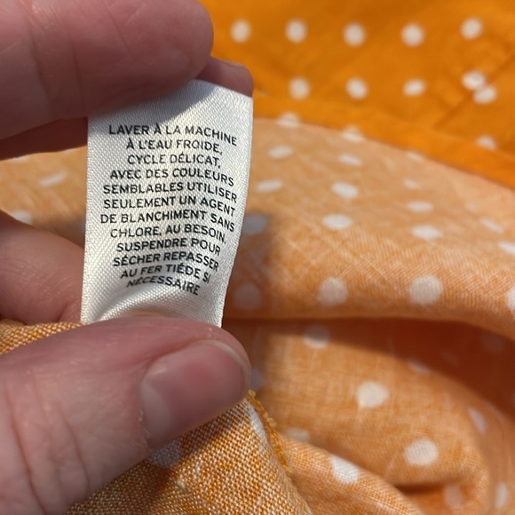 Rachel Parcell Linen Blend Polka Dot Button Front Midi Dress Orange Citrus M - Picture 13 of 16